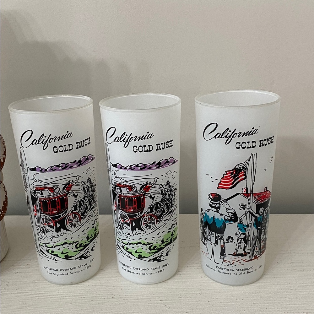 Vintage California Gold Rush Tumblers set of 3